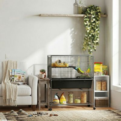 PawHut Jaula para Animale 88x48x102 cm Gris Oscuro