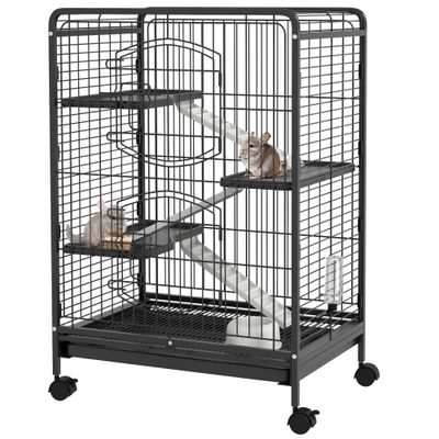 PawHut Jaula para Roedore 61.5x44x95 cm Negro