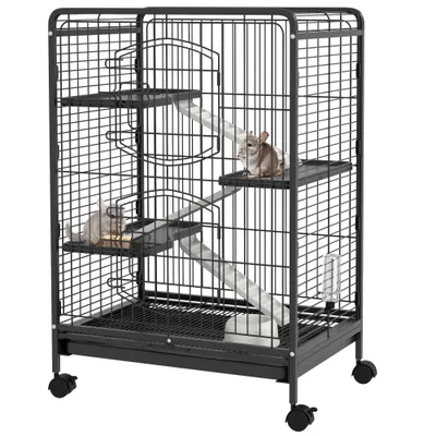PawHut Jaula para Roedore 61.5x44x95 cm Negro