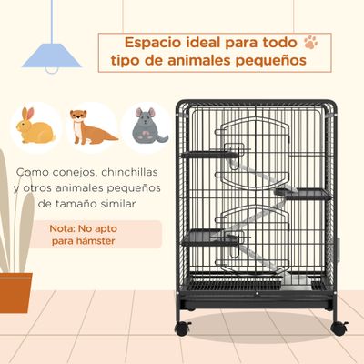 PawHut Jaula para Roedore 61.5x44x95 cm Negro