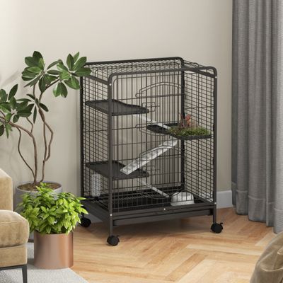 PawHut Jaula para Roedore 61.5x44x95 cm Negro