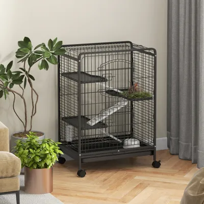 PawHut Jaula para Roedore 61.5x44x95 cm Negro
