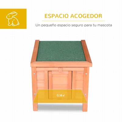 PawHut Conejera de Madera 51x42x43 cm Madera Natural
