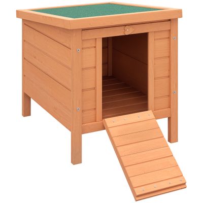 PawHut Conejera de Madera 51x42x43 cm Madera Natural