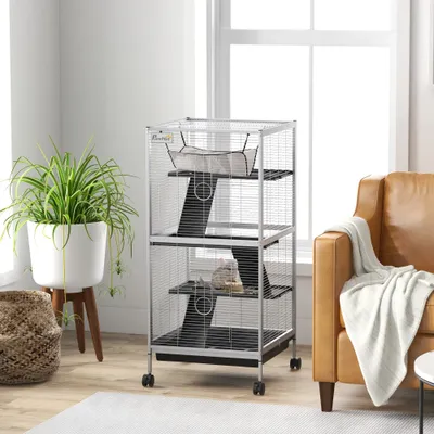 PawHut Jaula para Animale 52x52x113.5 cm Gris Claro