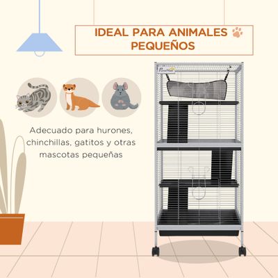 PawHut Jaula para Animale 52x52x113.5 cm Gris Claro