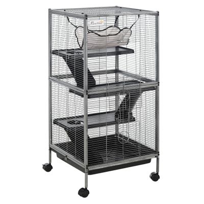 PawHut Jaula para Roedore 52x52x113.5 cm Gris