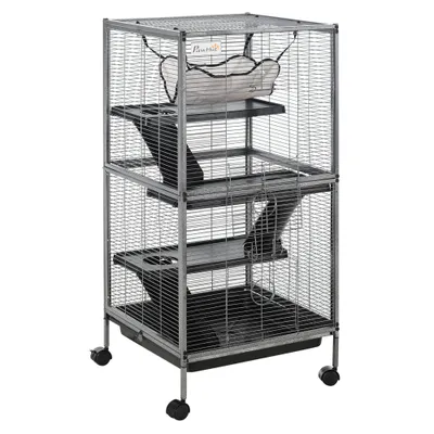PawHut Jaula para Roedore 52x52x113.5 cm Gris