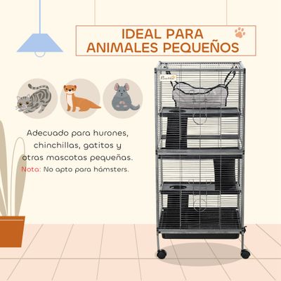 PawHut Jaula para Roedore 52x52x113.5 cm Gris