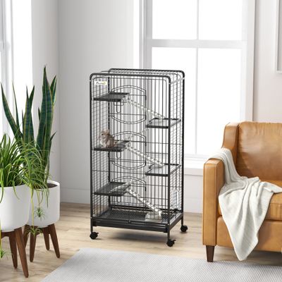 PawHut Jaula Animales Pequeño 61.5x44x131 cm Negro