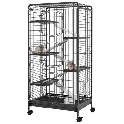 PawHut Jaula Animales Pequeño 61.5x44x131 cm Negro