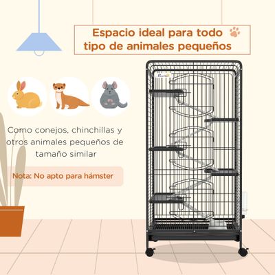 PawHut Jaula Animales Pequeño 61.5x44x131 cm Negro