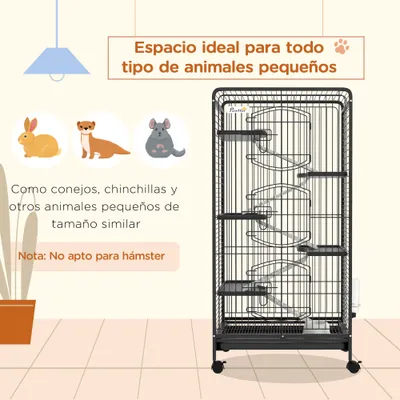 PawHut Jaula Animales Pequeño 61.5x44x131 cm Negro