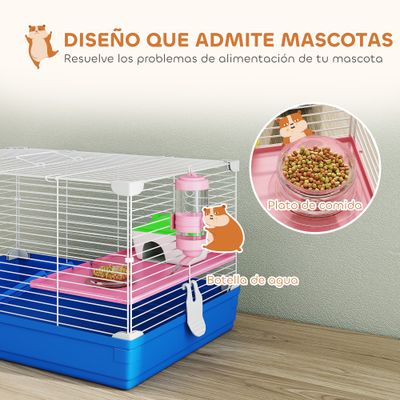 PawHut Jaula para Hámster 47x30x27 cm Azul