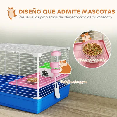 PawHut Jaula para Hámster 47x30x27 cm Azul