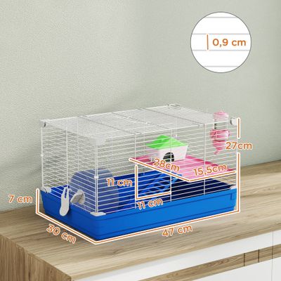 PawHut Jaula para Hámster 47x30x27 cm Azul
