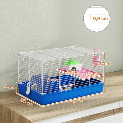 PawHut Jaula para Hámster 47x30x27 cm Azul