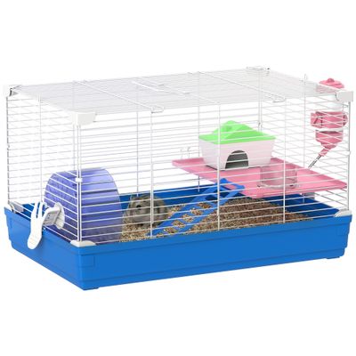 PawHut Jaula para Hámster 47x30x27 cm Azul