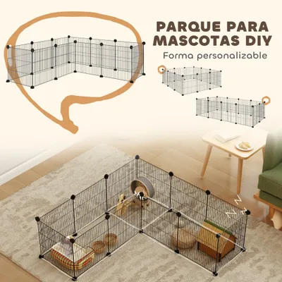 PawHut Parque para Mascota 140x70x35 cm Negro