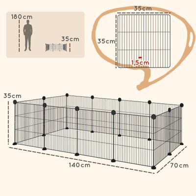 PawHut Parque para Mascota 140x70x35 cm Negro