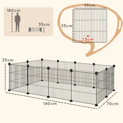 PawHut Parque para Mascota 140x70x35 cm Negro