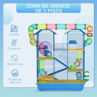 PawHut Jaula para Hámster 47x30x59 cm Azul