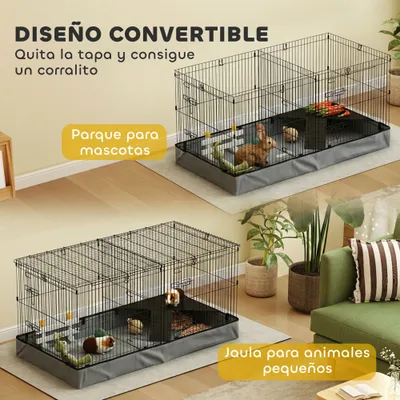 PawHut Jaula Animales Pequeño 121x61x61 cm Negro