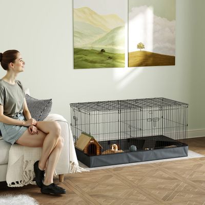 PawHut Jaula Animales Pequeño 121x61x61 cm Negro