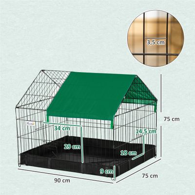PawHut Jaula para Animale 90x75x75 cm Negro y Verde