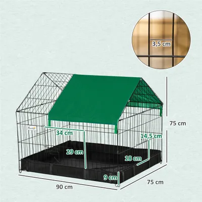 PawHut Jaula para Animale 90x75x75 cm Negro y Verde