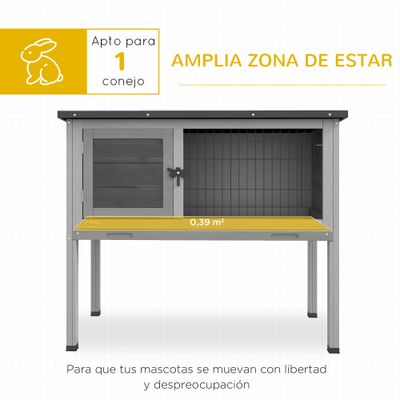 PawHut Conejera 84x43x70 cm Gris