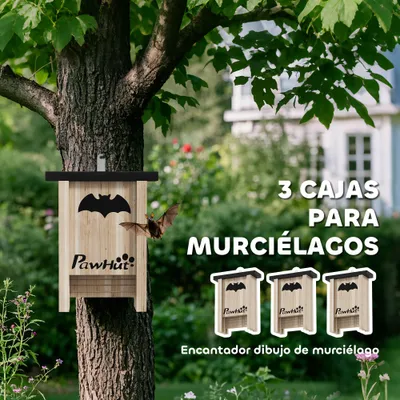 PawHut Casas para Murciélago 18x6x22.5 cm Madera Natural PawHut Casas para Murciélago 18x6x22.5 cm Madera Natural
