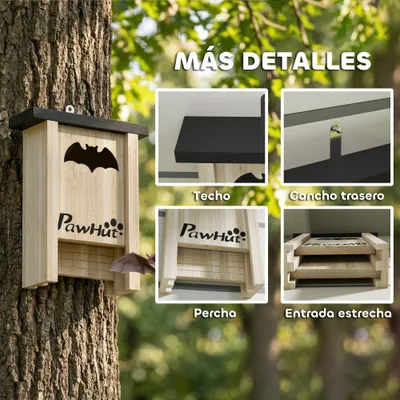 PawHut Casas para Murciélago 18x6x22.5 cm Madera Natural PawHut Casas para Murciélago 18x6x22.5 cm Madera Natural