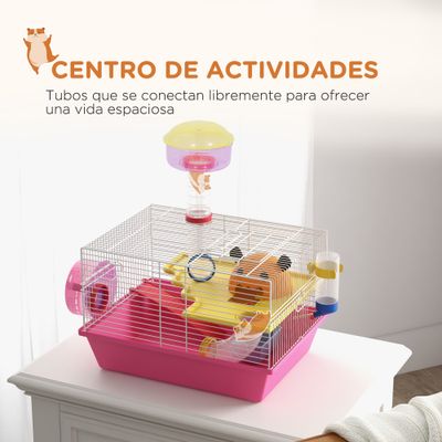PawHut Jaula para Hámster 34x27x25 cm Rosa