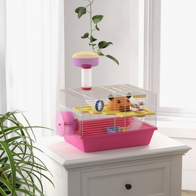 PawHut Jaula para Hámster 34x27x25 cm Rosa