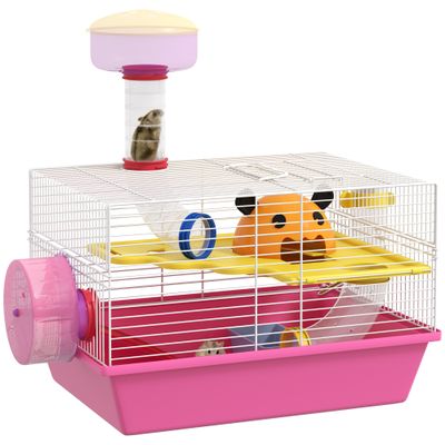 PawHut Jaula para Hámster 34x27x25 cm Rosa