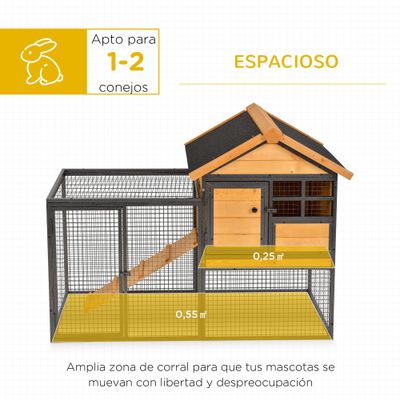 PawHut Conejera de Exterior 122 x 63 x 92cm Multicolor
