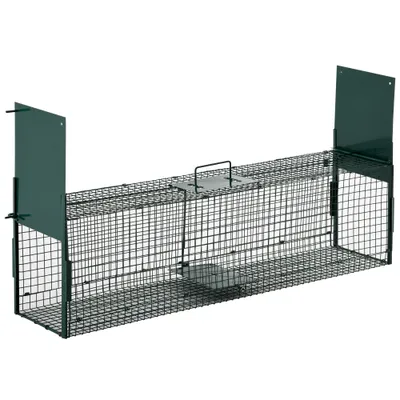 PawHut Trampa para Animales Vivo 100x25x28 cm Verde Oscuro PawHut Trampa para Animales Vivo 100x25x28 cm Verde Oscuro