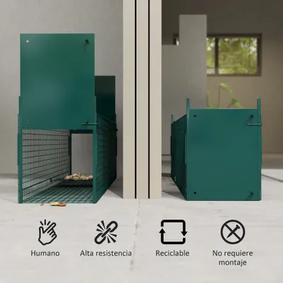 PawHut Trampa para Animales Vivo 100x25x28 cm Verde Oscuro PawHut Trampa para Animales Vivo 100x25x28 cm Verde Oscuro