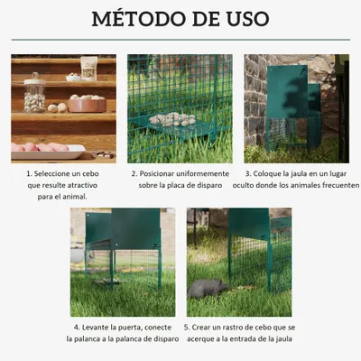 PawHut Trampa para Animales Vivo 100x25x28 cm Verde Oscuro PawHut Trampa para Animales Vivo 100x25x28 cm Verde Oscuro