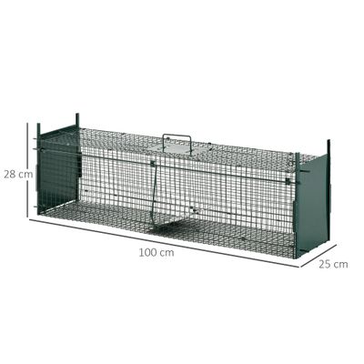 PawHut Trampa para Animales Vivo 100x25x28 cm Verde Oscuro
