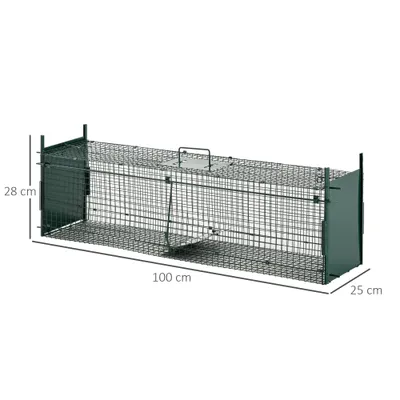 PawHut Trampa para Animales Vivo 100x25x28 cm Verde Oscuro PawHut Trampa para Animales Vivo 100x25x28 cm Verde Oscuro