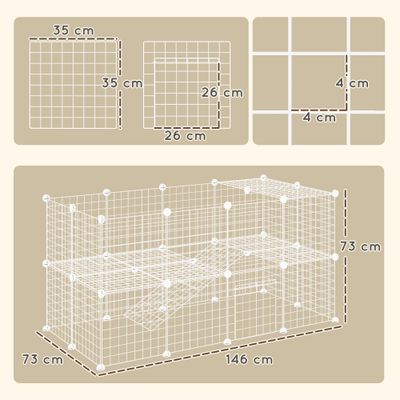PawHut Parque para Mascota 146x73x73 cm Blanco