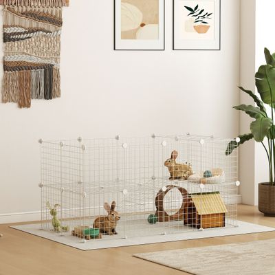 PawHut Parque para Mascota 146x73x73 cm Blanco