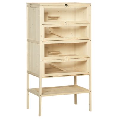 PawHut Jaula Madera para Hámster 60x40x120cm Madera