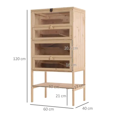 PawHut Jaula Madera para Hámster 60x40x120cm Madera