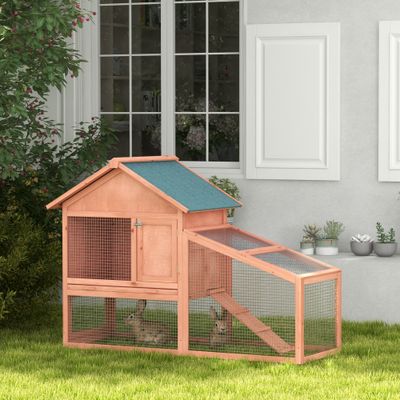 PawHut Conejera de Exterior 144x64.5x100 cm Madera
