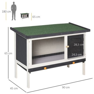 PawHut Conejera de Madera 90x45x65 cm Gris Oscuro