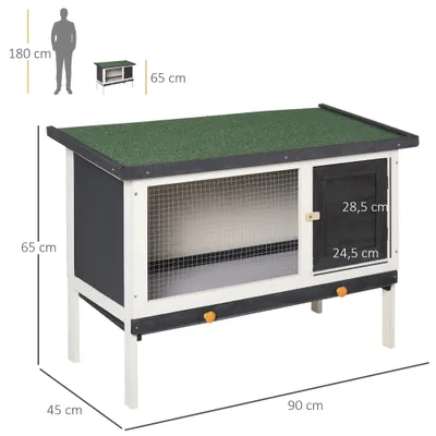 PawHut Conejera de Madera 90x45x65 cm Gris Oscuro