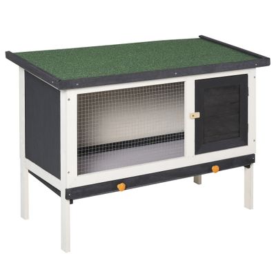 PawHut Conejera de Madera 90x45x65 cm Gris Oscuro